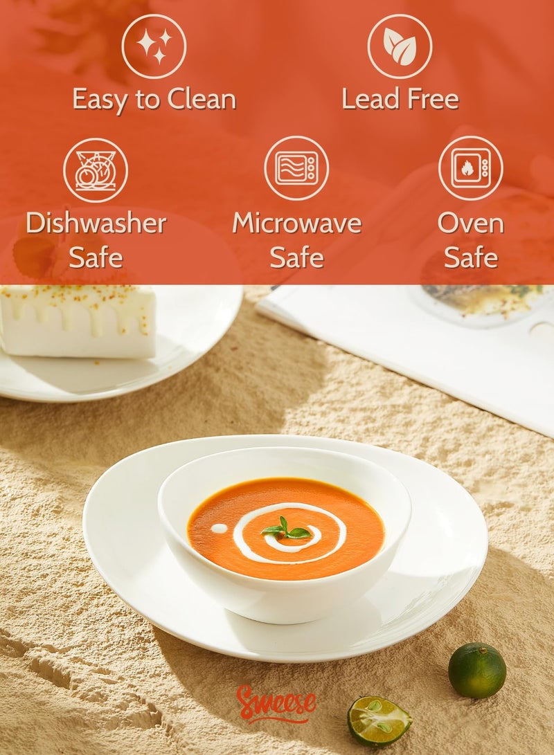 Sweese 10 oz Small White Porcelain Bowls - Set of 6 Dessert, Ice Cream, Snack & Yogurt Bowls, Ceramic Serving Bowls for Rice or Soup - Image 3